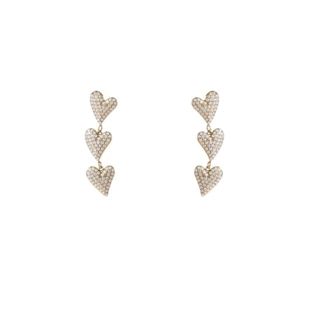 Go Dutch Label Oorknoppen 3Sparkle Hearts Goud