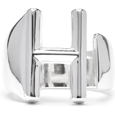 Ring - LUXENTER - Alfabet H - Verstelbare maat - Rhodium verguld - Zilverkleurig grijs