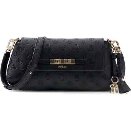 GUESS schoudertas Carmella Flap Crossbody Black Logo zwart