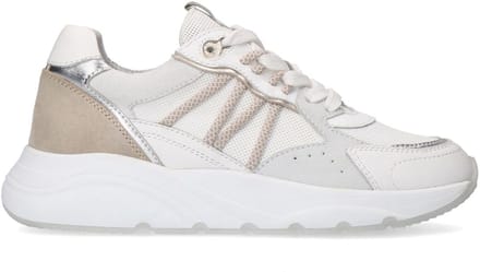 Manfield - Dames - Witte leren sneakers - Maat 37