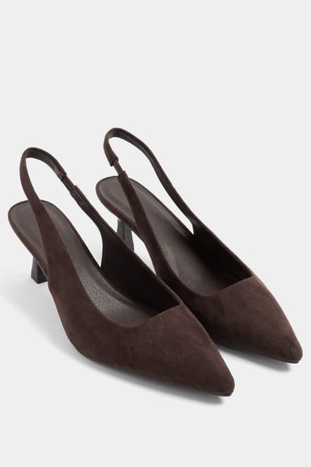 Yours Chocoladebruine Imitatiesuède Slingbackhakken In Brede Epasvormsize 42E