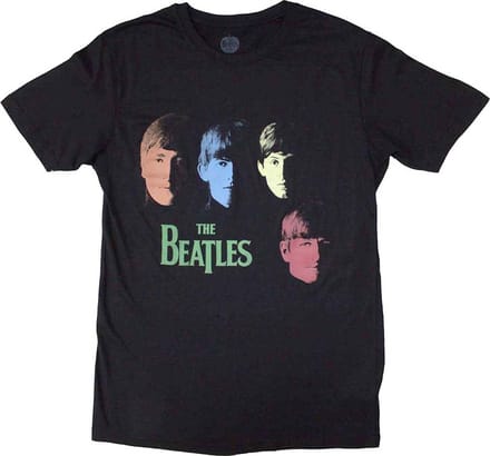 The Beatles - Colour Faces Heren T-shirt - L - Zwart
