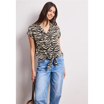 Blouse met overhangende schouders en bowlingkraag