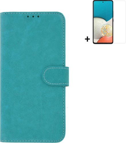 Geschikt voor Samsung Galaxy A53 5G Hoesje - Bookcase - A53 5G Screenprotector - A53 5G Hoes Wallet Book Case Turquoise + Screenprotector