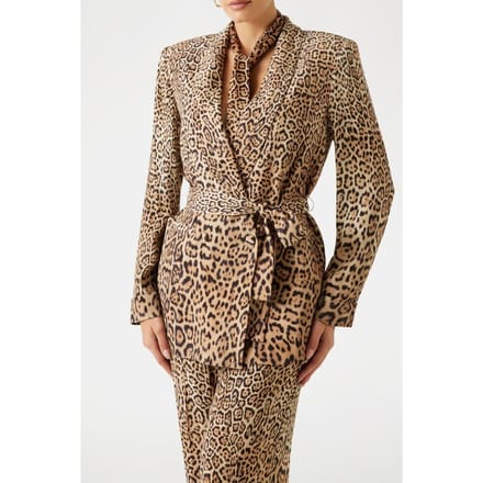 GUESS Amy Belted Blazer Charming Leopard Deg Taglia: 44 | Blazers Outlet | Donna