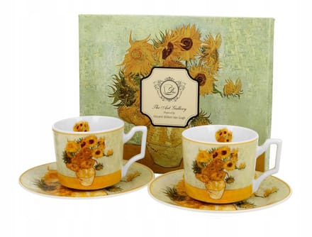 Set van 2 luxe espressokopjes met schotels - Geïnspireerd door Van Gogh
