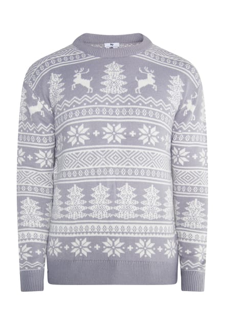 Mo Kersttrui Heren grijs wit