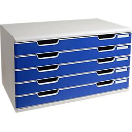 Exacompta MODULO A3-ladebox 5 laden blauw, voor A4-A3+, stofdicht, stil met veiligheidsstop, stapelbaar
