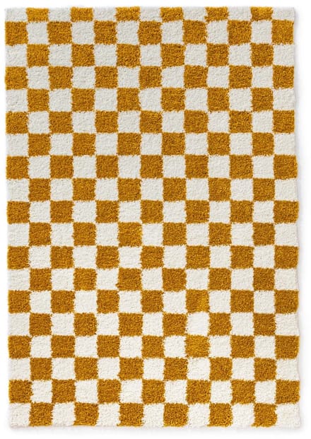 Checkerboard vloerkleed - Check ivoor/goud 300x400