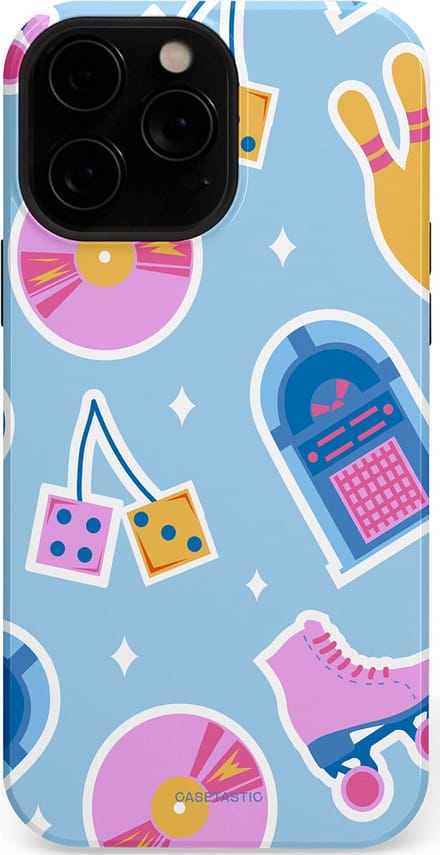 Casetastic hoesje geschikt voor Apple iPhone 13 Pro Max - MagSafe - Dubbellaagse bescherming - Flashback vibes - Fashion Case - Lichtblauw Lavendel Wit