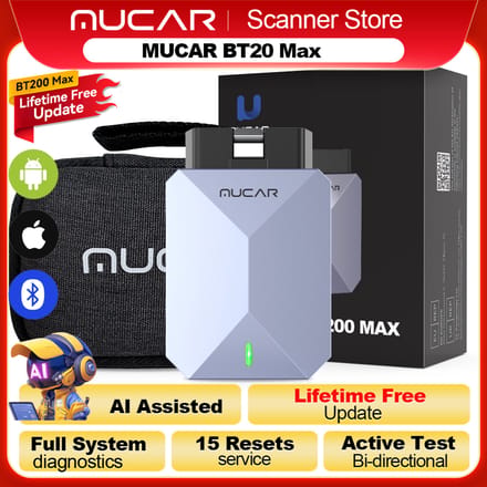 MUCAR BT200 MAX OBD2 Diagnosetool met AI Slimme Diagnose, Volledig Systeemscan, Bidirectionele Besturing, 15+ Resets, CAN-FD, FCA AutoAuth, Bluetooth