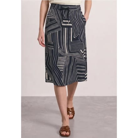 Midirok met elastische tailleband en print