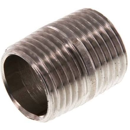 R 1/2'' RVS Dubbele Pijpnippel 20 Bar DIN 2982 - 25mm [2 Stuks]