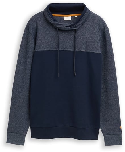 Tom Tailor - Snood Sweatshirt met structuurmix - Maat S - navy fine yd stripe