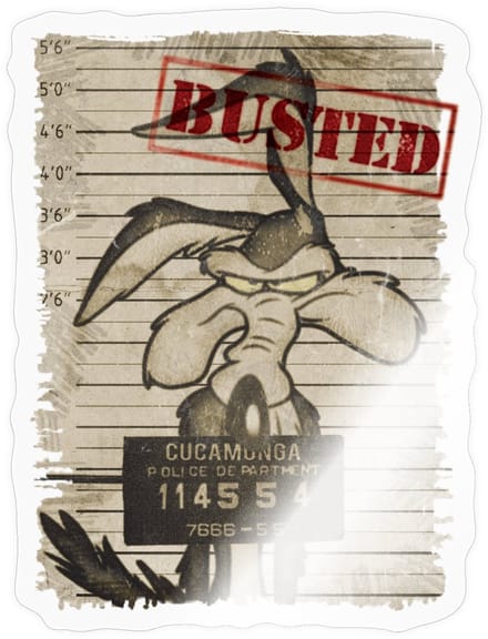 Looney Tunes Wile E. Coyote Busted Sticker maat S (10 x 10 cm)