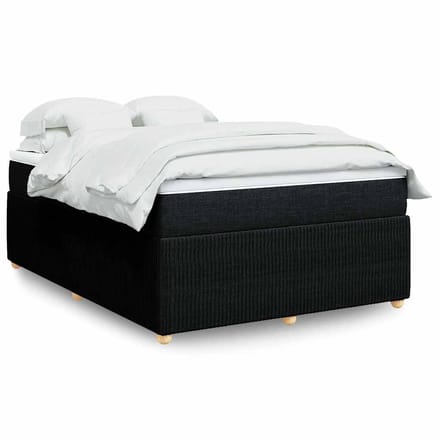 vidaXL - Boxspring - met - matras - stof - zwart - 140x200 - cm
