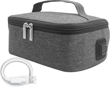 Lunchbox Verwarmer - Warmhoudtas - Maaltijd Opwarmen - Drie Temperatuurstanden - 21 cm - Zwart