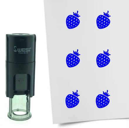 CombiCraft Stempel Aardbei 10mm rond - Blauwe inkt