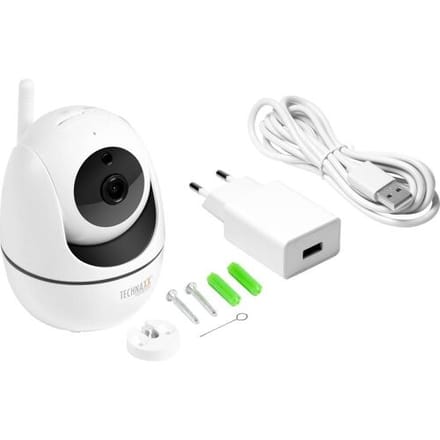 Technaxx TX-146 Draadloze indoor IP camera, beweegbaar pan-tilt, Wifi FullHD beveiligingscamera, uitbreiding TX-128, wit