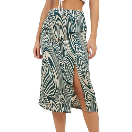 Brave Soul Midi-rok met wervelend patroon voor dames (Groen)