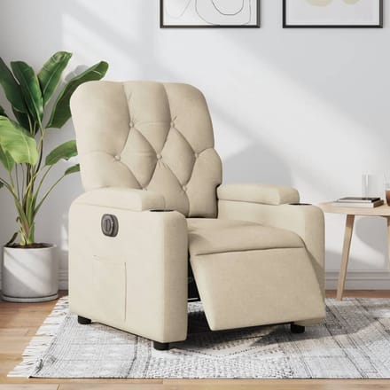 vidaXL - Fauteuil - verstelbaar - elektrisch - stof - crèmekleurig
