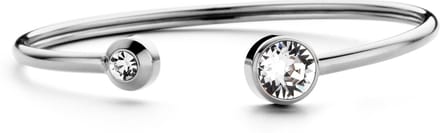 CO88 Collection Sparkle 8CB-90331 Stalen Flex Bangle - Kristal Stenen 4 en 8 mm - Grootte 58x49 mm - Zilverkleurig