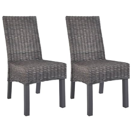 vidaXL Eetkamerstoelen 2 st kubu rattan en mahoniehout bruin