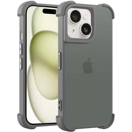 Coverzs matte Shock case geschikt voor iPhone 14 (grijs) - shockbestendig, premium bescherming, duurzaam