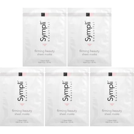 Sympli Beautiful, Firming Beauty Sheet Mask, 5 sheet masks, 25 ml (0.85 fl oz) each white