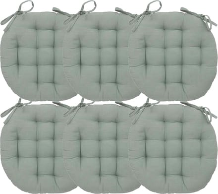 Atmosphera Tuinstoelkussen - 6x - mintgroen - katoen - 38 x 38 x 6.5 cm - wicker zitkussen rond