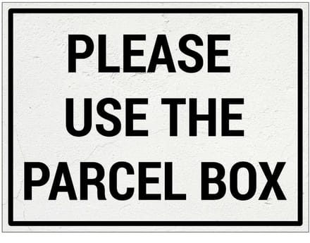Please use the parcel box bord | Forex Re materiaal | 20 x 15 cm