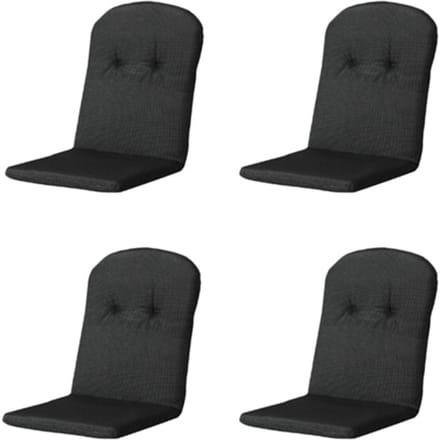 Madison - Kuipstoelkussen Hoge Rug Rib black - Ca. 96x45 cm - Set van 4