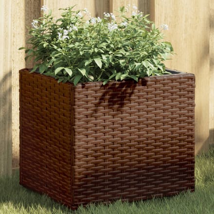 vidaXL - Plantenbakken - 2 - st - 36x30x32 - cm - poly - rattan - bruin