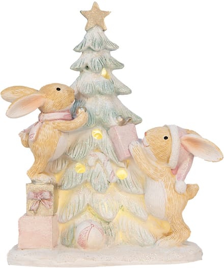 Clayre & Eef Kerstdecoratie met LED-verlichting Konijn 14x8x16 cm Bruin Kunststof