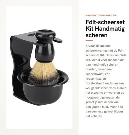 Dailygoods- Scheerset Hoogwaardige ABS-hars - Scheerkwast - Veiligheidsscheermes - Scheerzeepkom - Borstelset - 3 Stuks - Scheerkit