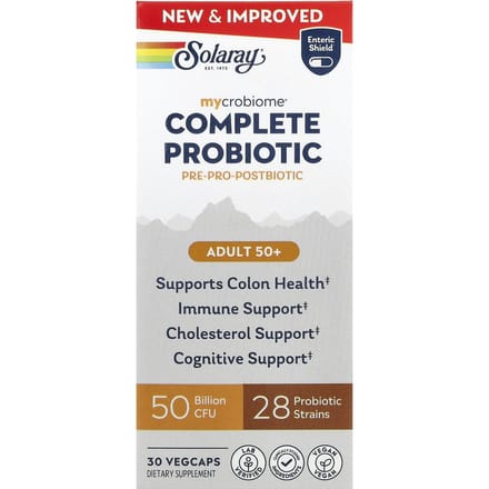 Solaray, Mycrobiome®, Complete Probiotic, Volwassenen 50+, 30 Plantaardige Capsules