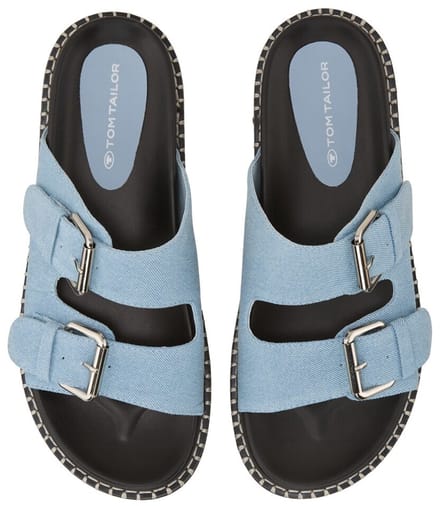 Tom Tailor - Platte sandalen in een denimlook - Maat 36 - sky