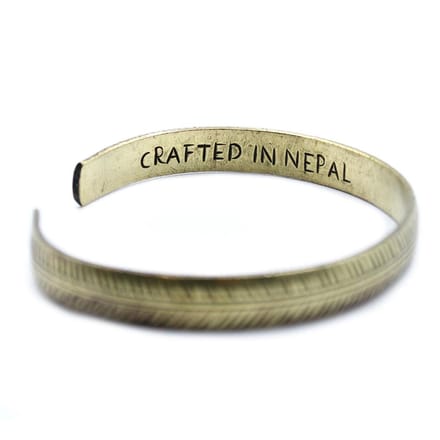 Tibetaanse armband van messing - slank tribaal blad