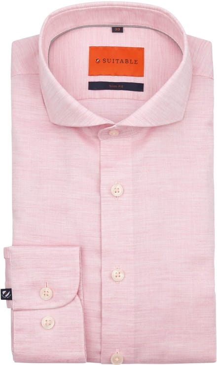 Suitable Melange Overhemd Roze - Maat 38 - Heren - Casual Shirt