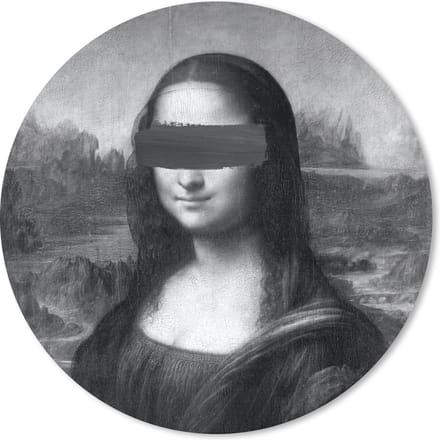 Muismat rond 20x20 cm - Mousepad Mona Lisa - Leonardo da Vinci - Zwart - Wit - Ronde muismatten