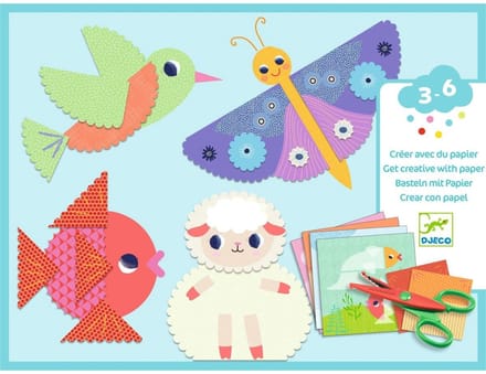 Djeco knutselset papier knippen - creatieve stickers voor kinderen.