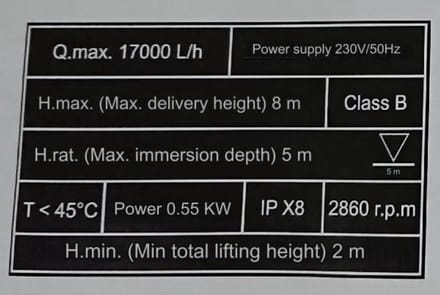 Dompelpomp voor Vuilwater - 550 W, 17.000 l/u, max. 8 m