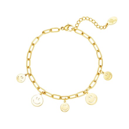 Armband meerdere smileys - Yehwang - Armband - One size - Goud