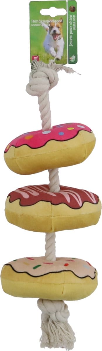 Boon hond speelgoed donuts pluche + floss + piep 40cm