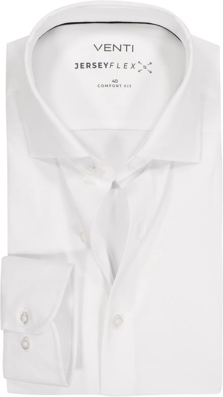 VENTI CASA MODA comfort fit overhemd - jersey - wit - Strijkvriendelijk - Boordmaat: 52