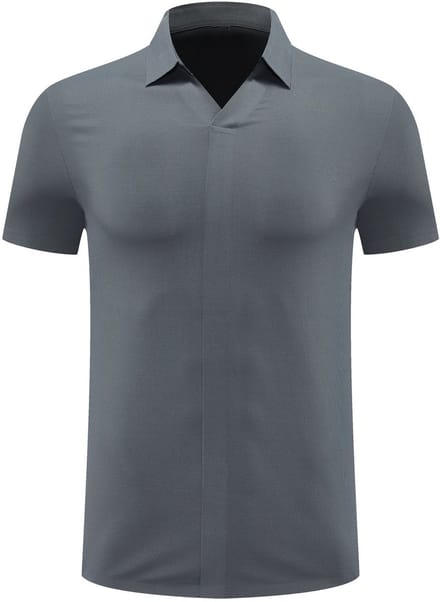 ALLTHEMEN Heren Wafelstructuur Polo V-Hals Korte Mouw - L