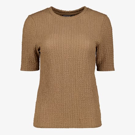 TwoDay dames top met structuur bruin - Maat S