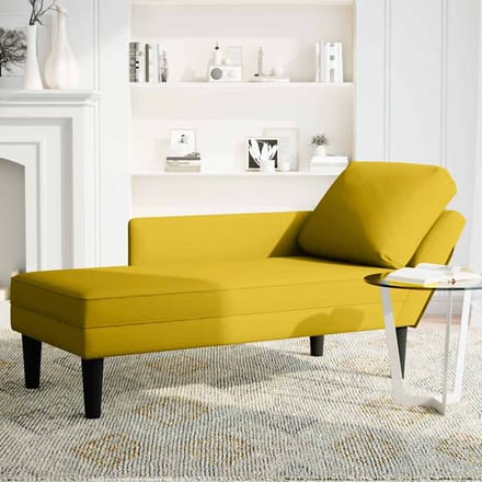 vidaXL Chaise longue met kussen en rechterarmleuning fluweel geel