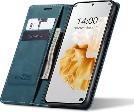 Huawei P60 Pro Hoesje - Book Case Leer Slimline Blauw