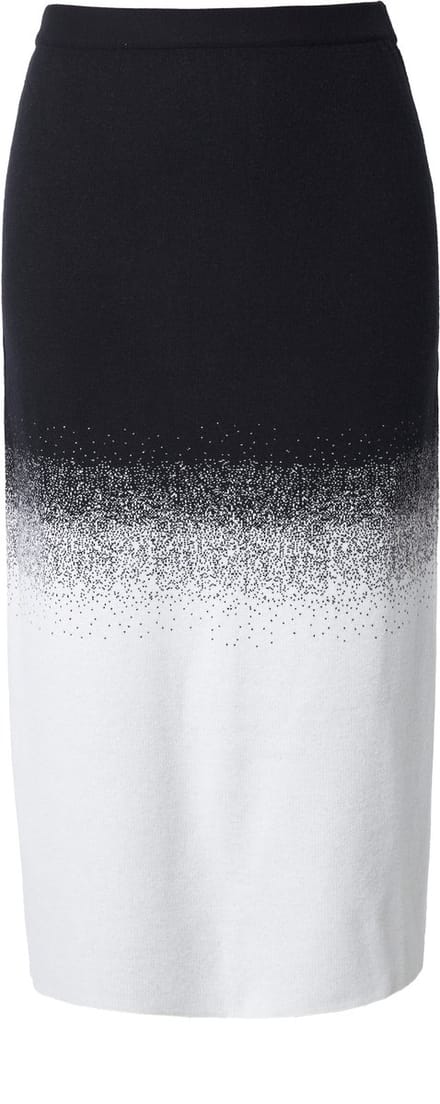 Ulla Popken - Dames - Gebreide midi-rok kleurverloop elastische band zoomsplit - Zwart - Maat 50+
